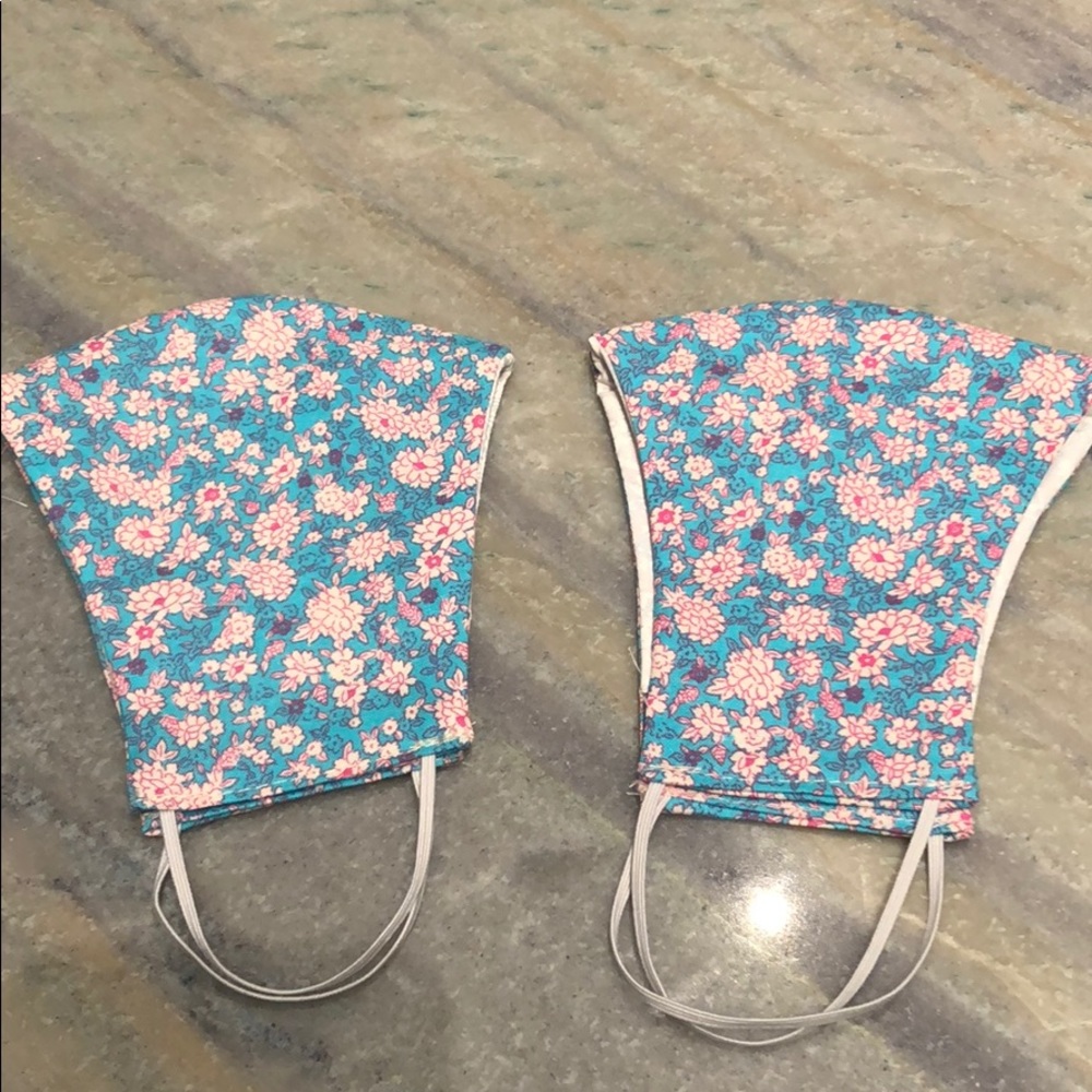 Blue and Pink Floral Face Mask with Filter Pocket